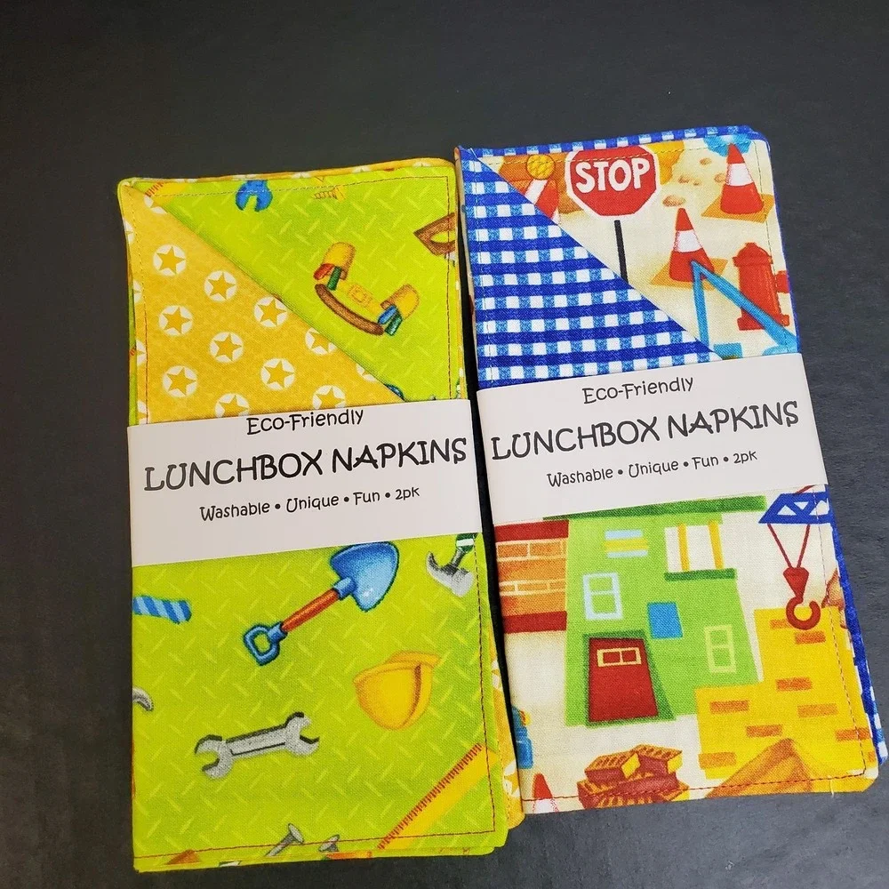 Cotton Novelty Fabric Tractor Boat City Napkins , 6 X 2ct Reusable Hand Towels